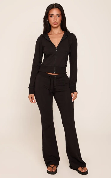 Petite Black Low Rise Skinny Flare Trousers