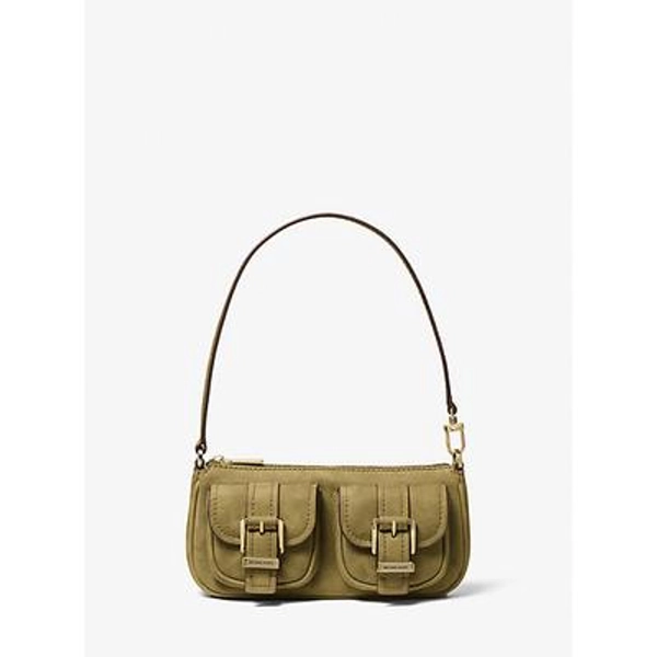 Michael Kors Zoe Small Suede Convertible Pochette Green One Size