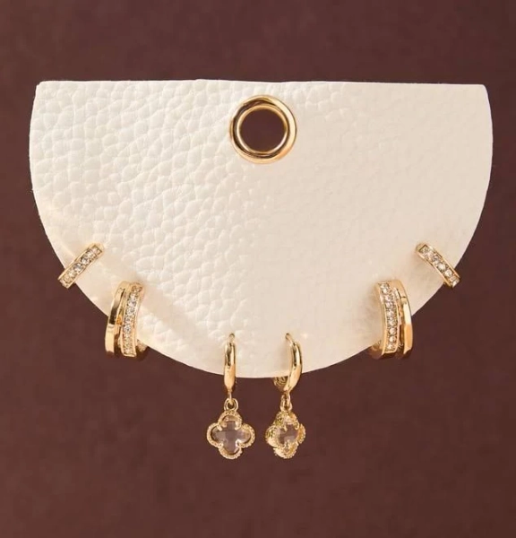 Altar'd State Crystal Clover Mini Hoop Earring Pack