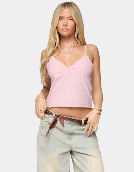EDIKTED Glendon Babydoll Top - LIGHT PINK