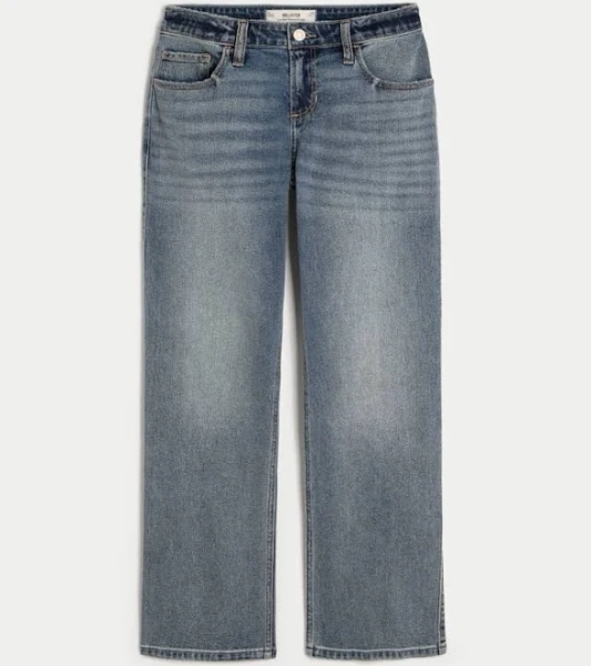 Women's Low-Rise Medium Wash Relaxed Straight Jeans