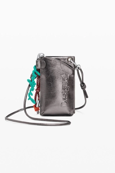 Porte-téléphone logo 3D métallisé moyen pour femme I Desigual.com