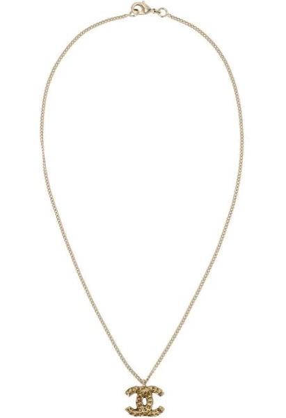CHANEL Coco Mark Metallic Gold Necklace