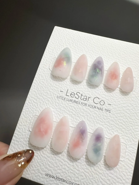 Reusable Watercolor Effect | Handmade Press On Gel Acrylic Nails | 4for3 Timed Offer