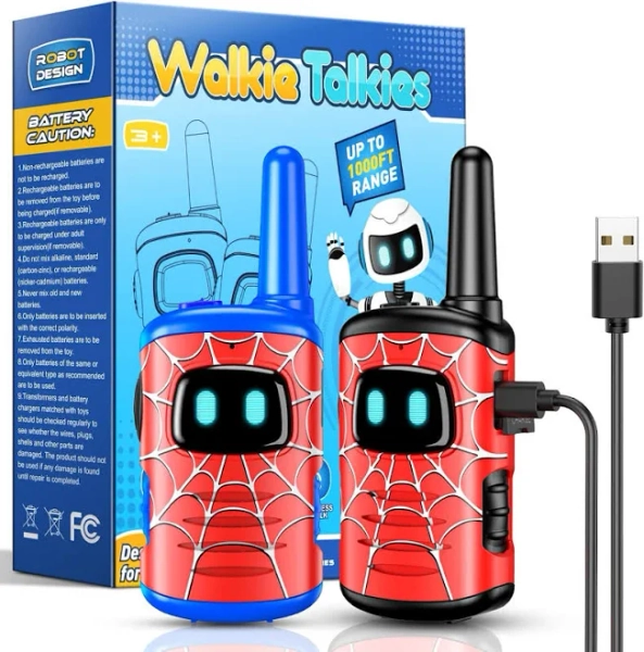 Walkie Talkies for Kids Boys Rechargeable: 2 Pack Kids Walkie Talkies Outdoor Toys for 3 4 5 6 7 8 Year Old Boy Christmas Birthday Gifts Stocking