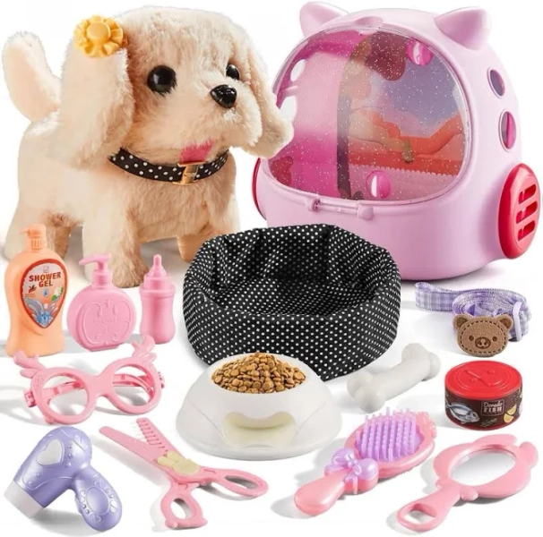 16 Pcs Robot Dog Toys for Girls, Toys for 3 4 5 6 7 8 Year Old Girls Kids Boys, Realistic Robot Puppy Toys for 5-7 6-8, Ideas Birthday Gifts for Girl