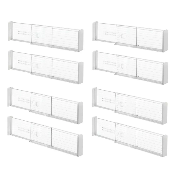 iDesign Set of 8 Plastic Adjustable Deep Drawer Dividers