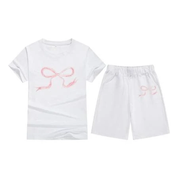 Girls' Bow Crew Neck T-Shirt and Shorts Set