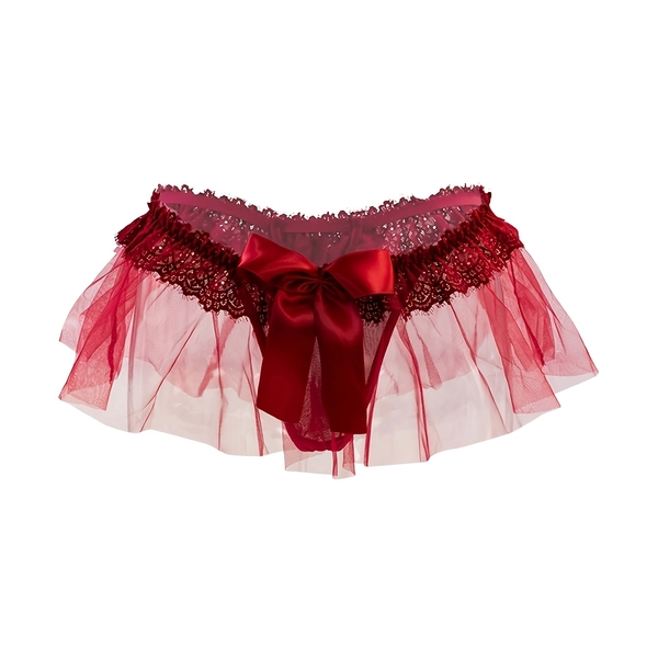 Valentine's Day New European and American Style Women's Lingerie Triangle Panties with Bow Decoration, Lace Trim, Sexy Low-Rise Underwear, 1pc
