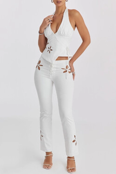 Clothing : Trousers : Cloud Floral Cutout Trousers - CHR3953