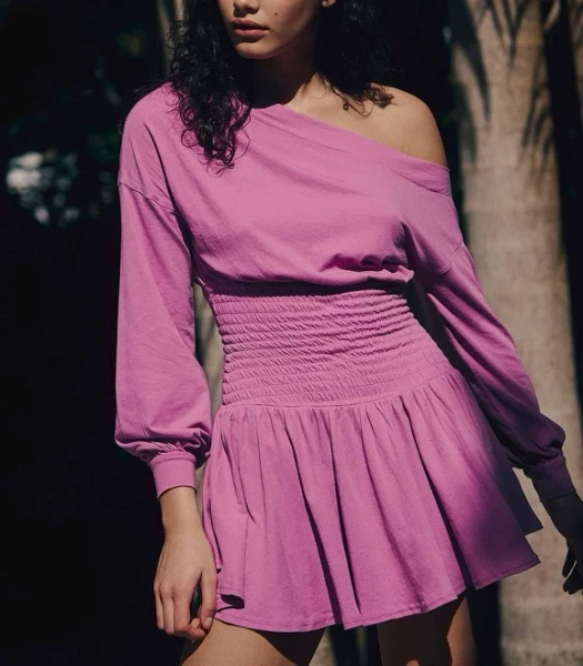 Scorching Hot Long-Sleeve Mini Dress by free-est at Free People in Pink, Size: XS