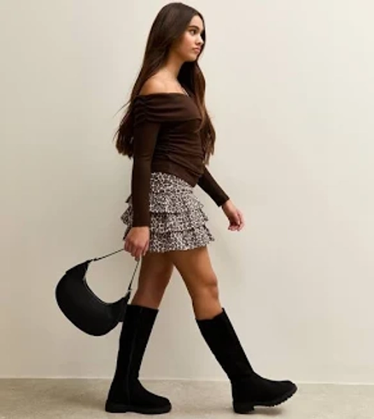 New Look Girls' Brown Leopard Print Jersey Rara Skort - 9 years