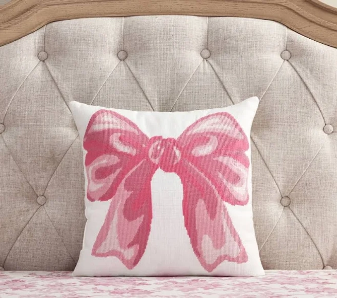 Loveshackfancy Needlepoint Bow Pillow