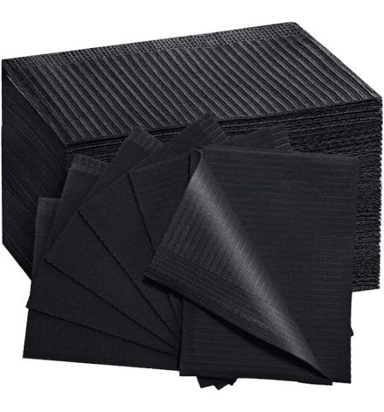 13x18 Inch Disposable Nail Art Table Towels Waterproof Dental Bibs Large Black Paper | Black | Large | Paper