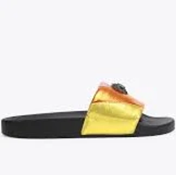 MEENA EAGLE Metallic Stripe Quilt Eagle Sliders by KURT GEIGER LONDON