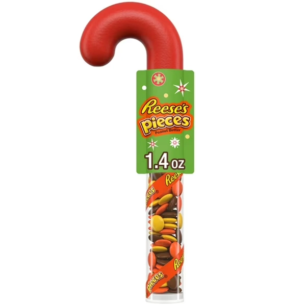 Reese's Pieces Candy Christmas Candy, Plastic Cane 1.4 oz