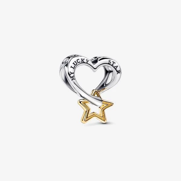 Pandora Lucky Star & Heart Silver Charm
