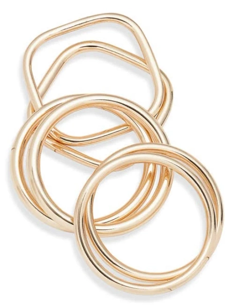 Open Edit Women's 6-Pack Metallic Bangles