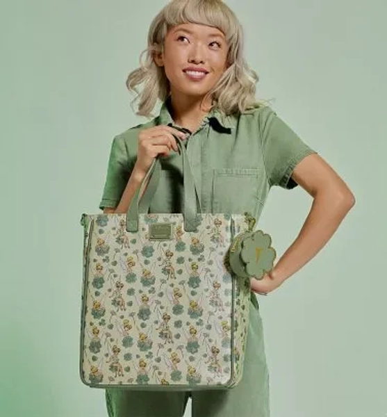 Loungefly Disney Tinker Bell 4 Leaf Clover Tote Bag With Coin Bag