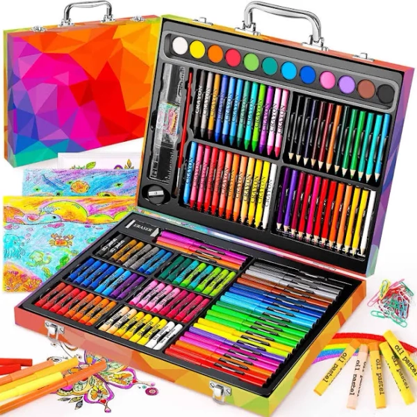 Arts And Crafts Supplies 183-pack Drawing Painting Set For Teens Coloring Art Kit Gift: Crayons Oil Pastels Watercolors Cake Colored Pencils Markers