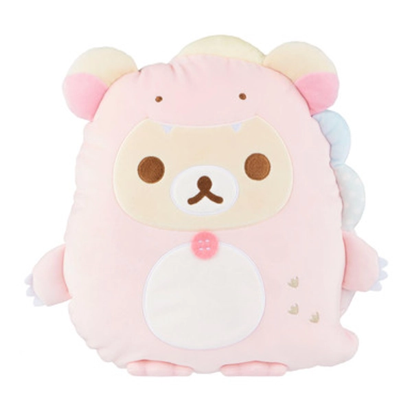 Korilakkuma San-X Original Plays with Dino Flat Mochi Series Plush - Pastel Pink