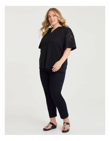 Cotton Cutout Embroidery Top Black