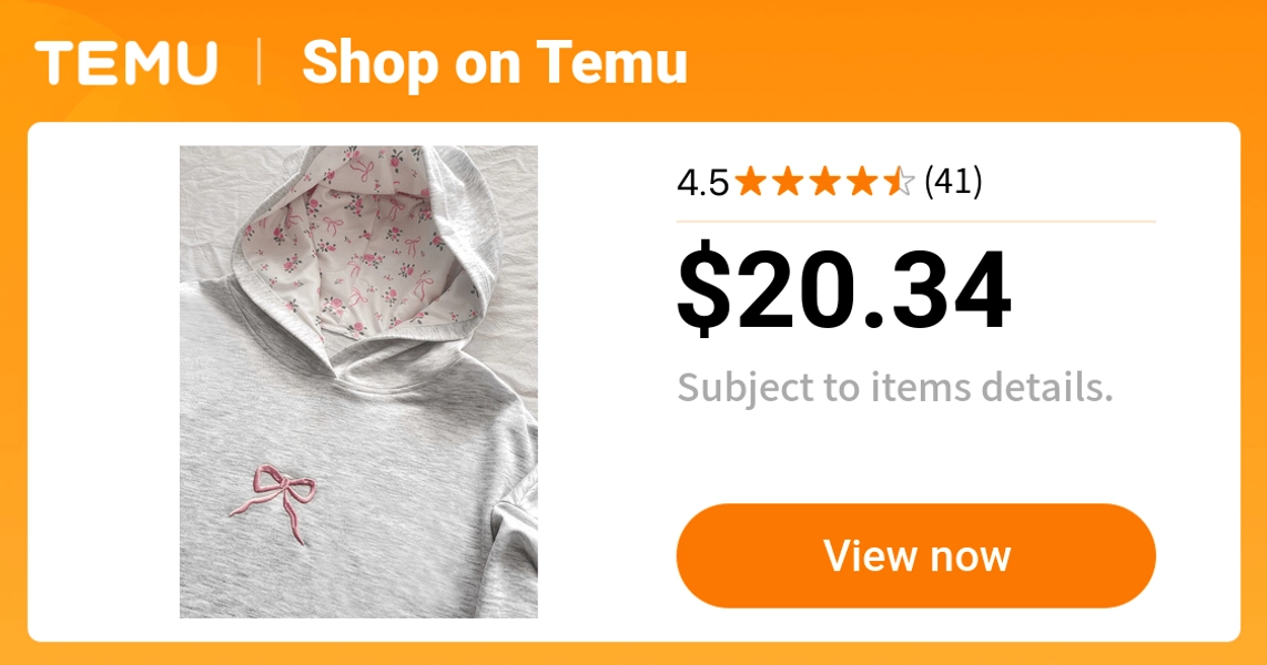 adorable casual hoodie featuring bow embroidery floral - Temu