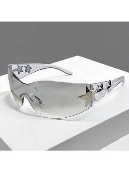 1-Piece Large-Frame Women's Multi-Color Y2K Fashion Sunglasses, Sporty Sunglasses, Fashion Sunglasses With Bohemian Style, Suitable For Parties And Summer Travel, Beach Accessories, Christmas Gifts.