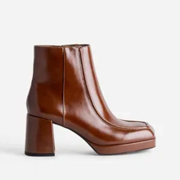 Boots à talon cognac bout carré taille 37