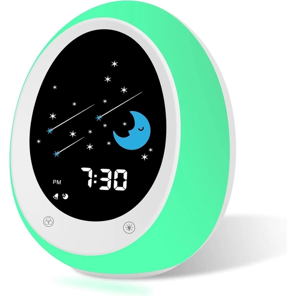 Time to Wake Alarm Clock for Sleep Training, Night Light with Sun & Moon Visual Cues and Soothing Sound Machine