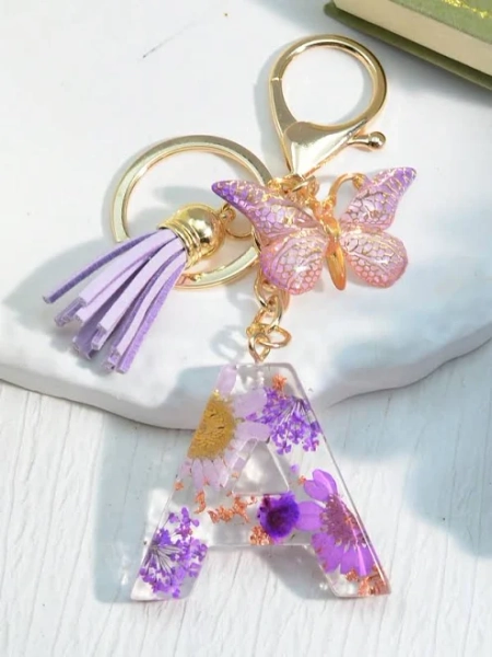 Cute Dried Daisy Flower Keychain