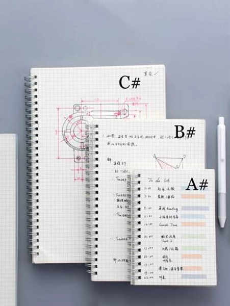 1pc 80-Sheet Coil Notebook With PP Cover, Horizontal Line Grid Inner Page Spiral Hardcover Waterproof For Student Or Business Notepad Stationery A5/B5 5.9 X 8 Inch 7.2 X 10 Inch Back To School