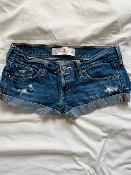 Vintage hollister 2000s y2k low rose denim shorts size xs