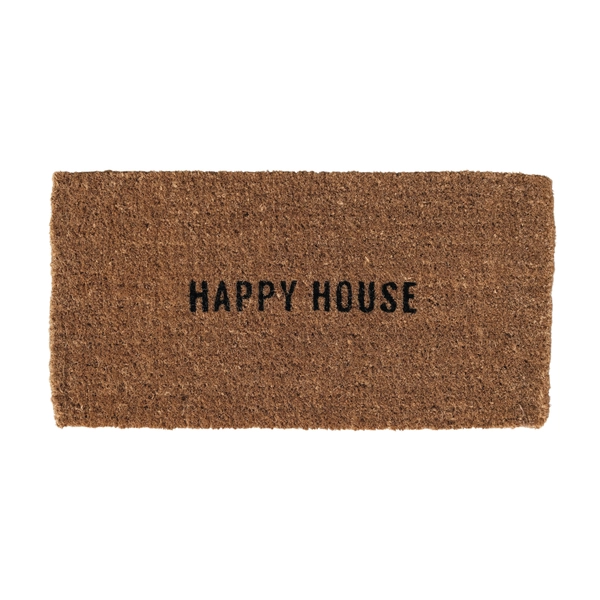 "HAPPY HOUSE" Large Coir Doormat, Natural