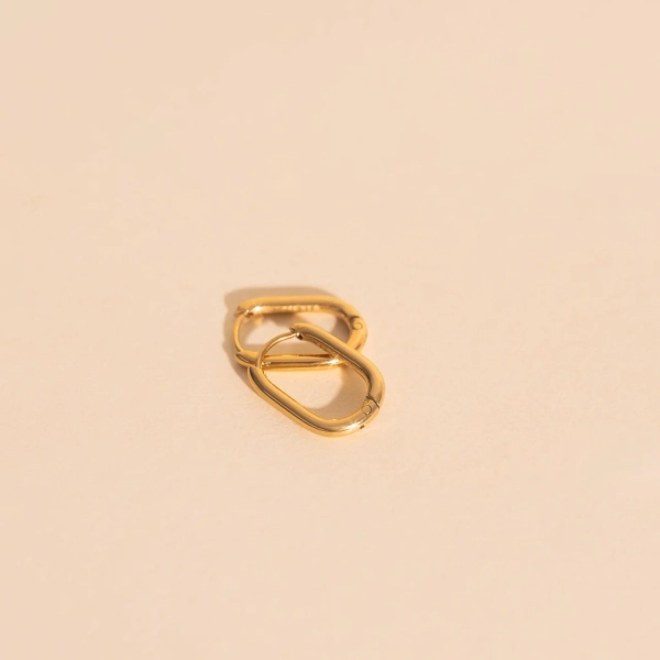 Rectangle Rounded Huggie Hoop Earrings