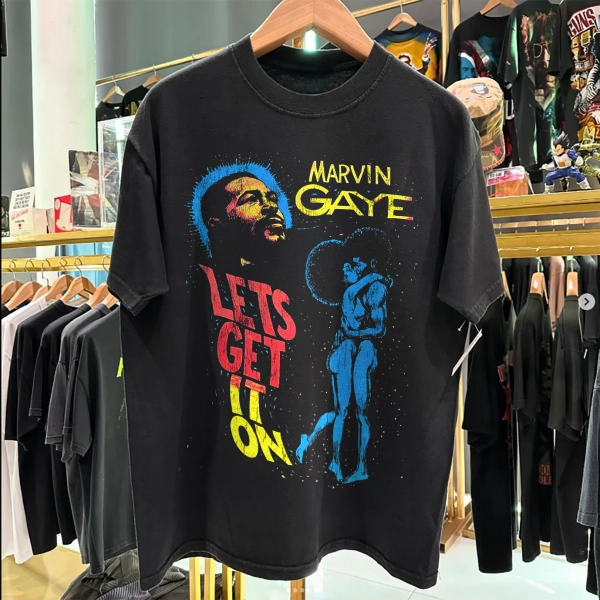 Marvin Gaye - Lets Get It On Rare Washed Black T-Shirt - S