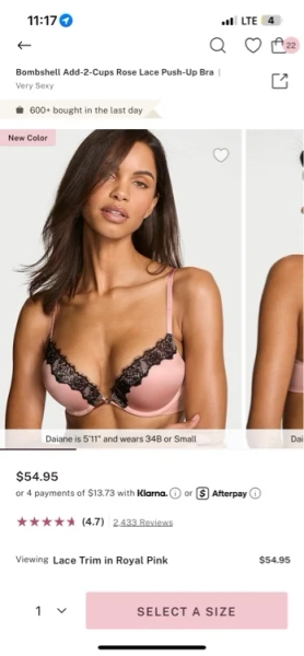 Bombshell Add-2-Cups Rose Lace Push-Up Bra
