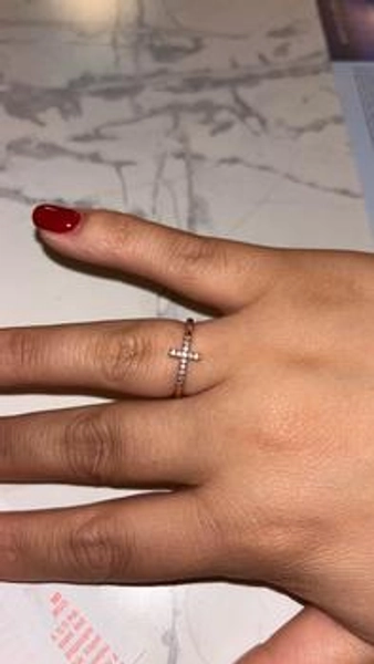 PAVOI 14K Gold Plated Cubic Zirconia Cross Ring for Women - Eternity - TikTok Shop