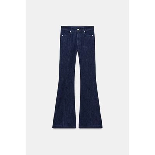 Zara - Z1975 Flared Pinch-Seam Pants - Indigo - Xl - Woman