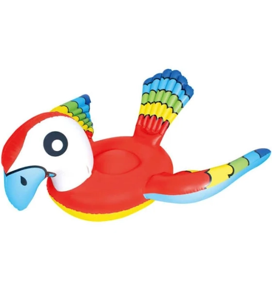 Northlight 87" Red and Blue Jumbo Parrot Ride-On Inflatable Swimming Pool Float