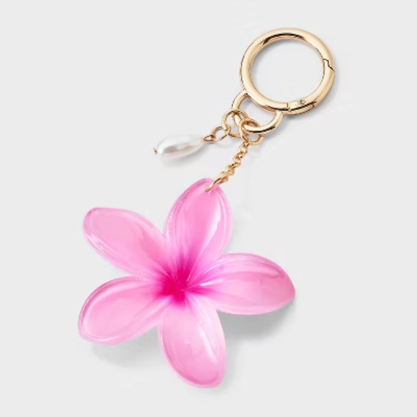 Enamel Tropical Flower Bag Charm - A New Day™ Pink