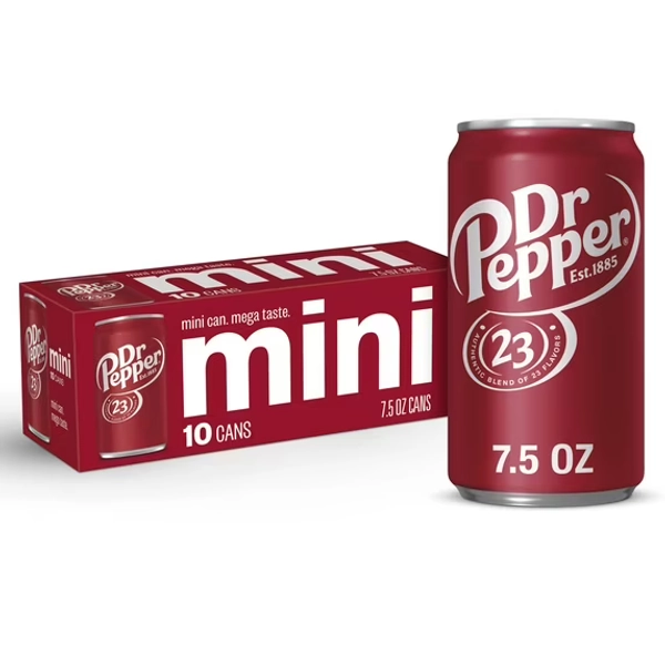Dr Pepper Soda Pop, 7.5 fl oz, 10 Pack Cans