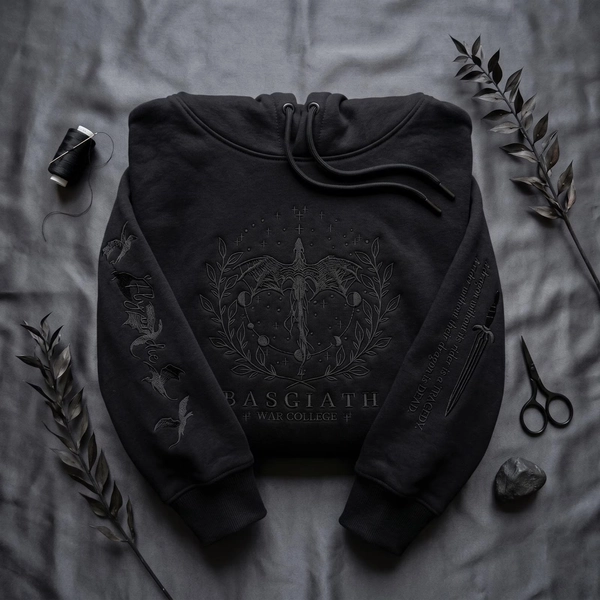 Fourth Wing Embroidered Sweatshirt, Custom Basgiath War College Hoodie, Dragon Rider Fantasy Reader Gift, Bookish Crewneck