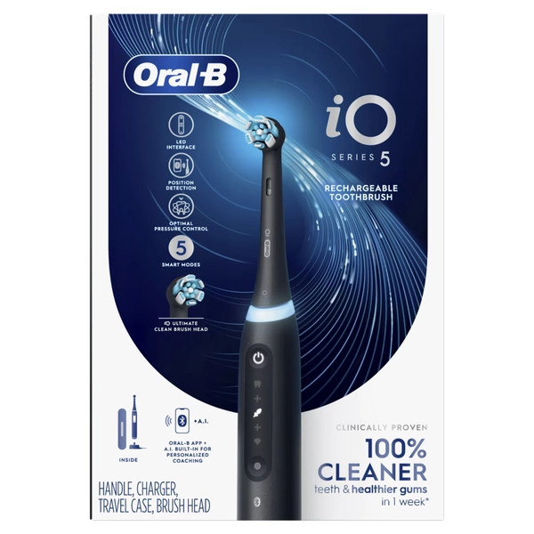 Oral-B iO Series 5 Electric Toothbrush with (1) Compact Brush Head, Rechargeable, Black