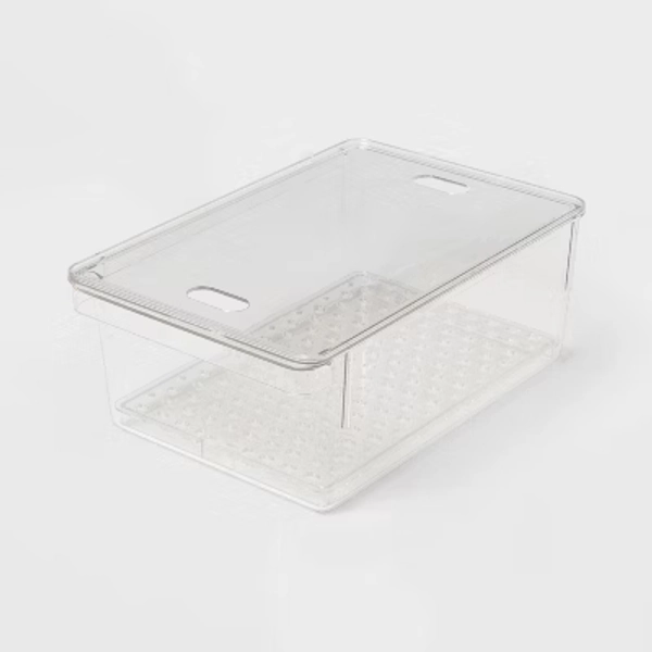 Produce Fridge Bin with Lid - Brightroom™: Clear Refrigerator Organizer, Kitchen Storage, 10.5" Depth
