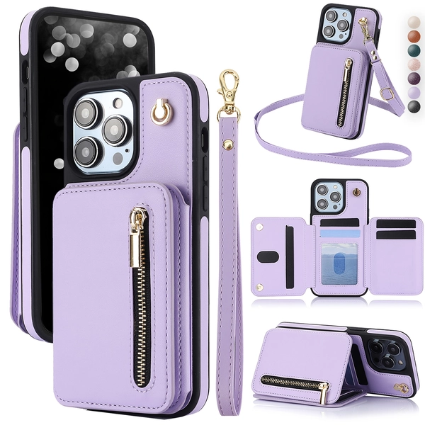 PU Synthetic Faux Leather Case Compatible with for iphone Models 17, Air, 16E, 16, 15, 14, 13, 12, 11 Pro, X, XS Max, XR, 8, 7 Plus, SE 2022, 2020, SE3, And SE2. It Features a Wrist Strap, Crossbody Zipper Wallet, Card Slots, And Phone Cover