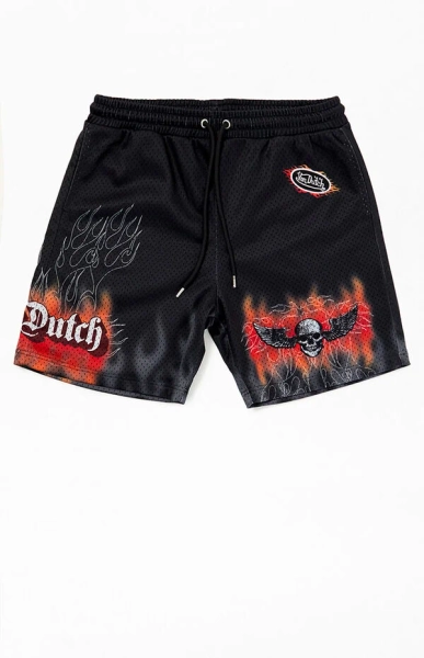 Skull Flame Mesh Shorts
