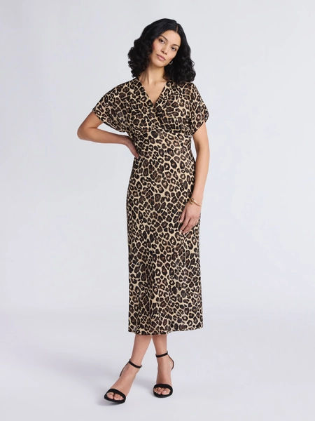 Sofia by Sofia Vergara Women's and Women's Plus  Bias Cut Midi Dress with Short Sleeves, Mid Calf Length, Sizes XS-4X