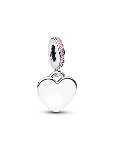 Engravable Heart Pink Stone Dangle Charm