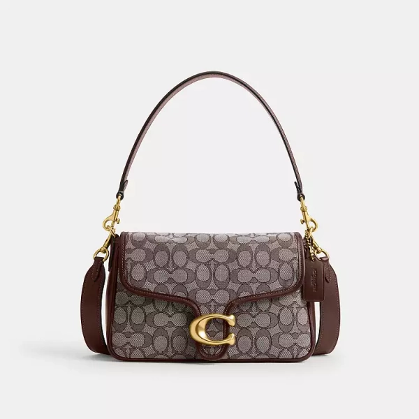 Brass/Oak Maple Soft Tabby Shoulder Bag In Signature Jacquard